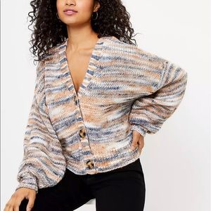 LOFT Spacedye slouchy v neck cardigan